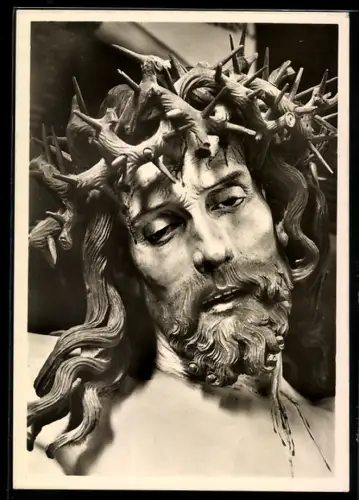 Foto-AK Deutscher Kunstverlag, Nr. 18: Nördlingen, Kopf des Christus mit Dornenkrone in der Pfarrkirche St. Georg