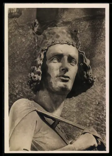 Foto-AK Deutscher Kunstverlag: Bamberg, Statue der Reiter von 1250