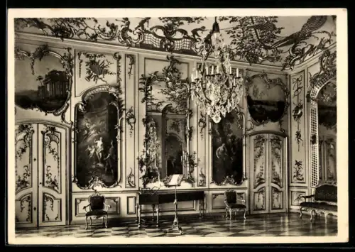 Foto-AK Deutscher Kunstverlag, Nr. 2 b: Potsdam, Schloss Sanssouci, Musikzimmer Friedrichs des Grossen