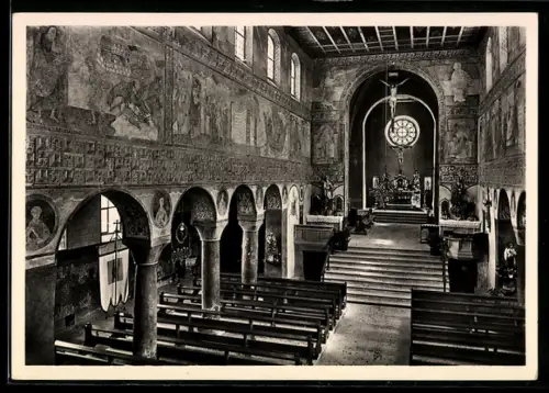 Foto-AK Deutscher Kunstverlag, Nr. 4: Insel Reichenau /Oberzell, Stiftskirche St. Georg, Mittelschiff
