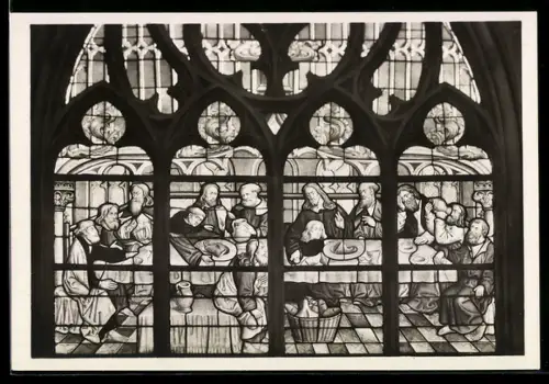 Foto-AK Deutscher Kunstverlag, Nr. 33: Soest, Kirche S. Maria zur Wiese, Glasmalerei über dem Nordportal