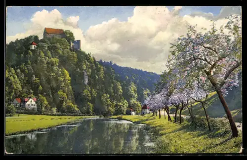 Künstler-AK Photochromie Nr. 4809: Landschaft mit Schloss