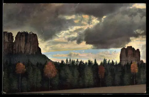 AK Photochromie NR 2218: Falkenstein und Thorstein bei dichten Wolken
