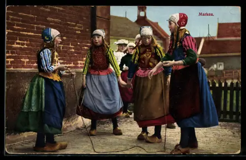 Künstler-AK Photochromie Nr. 2362: Marken, Kinder beim Seilspringen