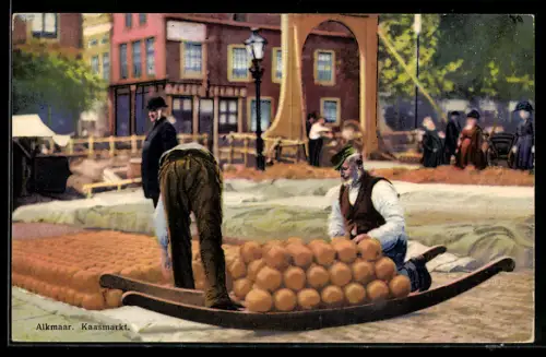 Künstler-AK Photochromie Nr. 3074: Alkmaar, Obstbauern auf dem Marktplatz