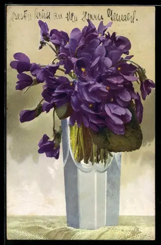 Künstler-AK Photochromie Nr. 989: Blaue Blüten in der Vase
