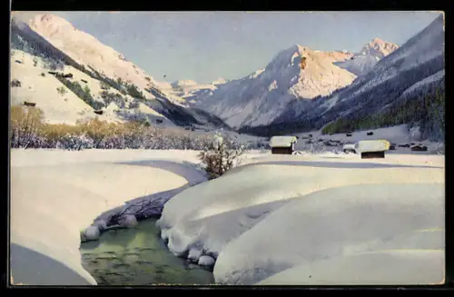 Künstler-AK Photochromie Nr. 3572: Klosters, Blick gegen den Silvrettagletscher