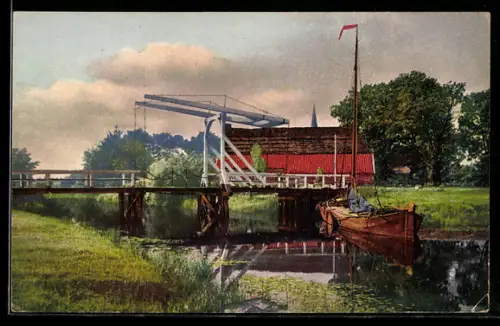 Künstler-AK Photochromie Nr. 4689: Brücke in Sommerlandschaft
