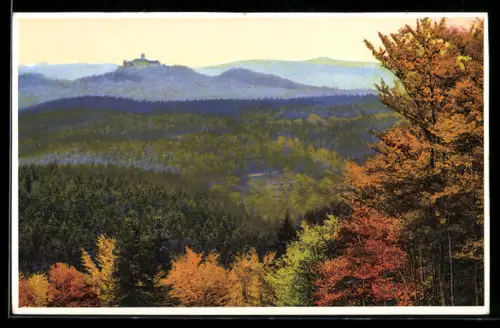 AK Photochromie Serie 346 Nr. 5010: herbstliches Panorama mit Burg