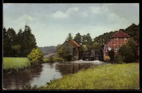 AK Photochromie NR. 3100: Wasserrad an einem Bach