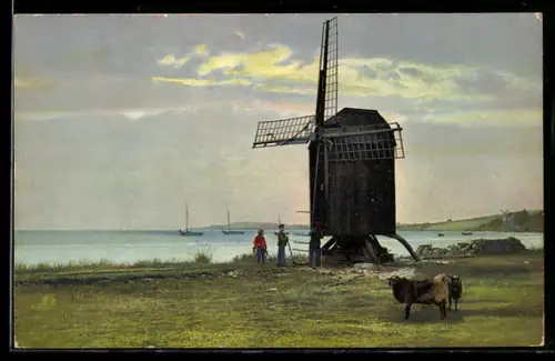 Künstler-AK Photochromie Nr. 2863: Windmühle am Wasser