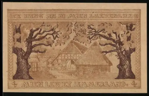 Notgeld Ammerland, 50 Pfennig, Bauernhaus und Bäume