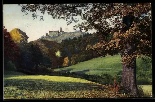 Künstler-AK Photochromie Nr. 2556: Herbstliche Landschaft mit Burg im Hintergrund