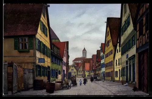 Künstler-AK Photochromie Nr. 2764: Dinkelsbühl, Strasse Untere Schmiedgasse