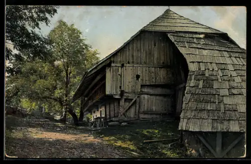 AK Photochromie NR 1625: Bank und Tisch vor einem Haus