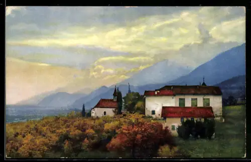 AK Marling, Teilansicht mit Gebirge im Hintergrund