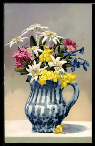 Künstler-AK Photochromie Nr. 881: Verschiedene Blumen in einer Vase