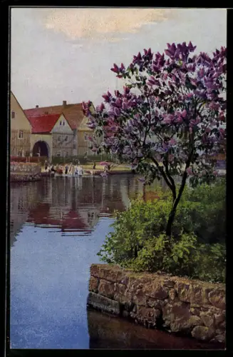 Künstler-AK Photochromie Nr. 4108: Uferlandschaft mit Kindern