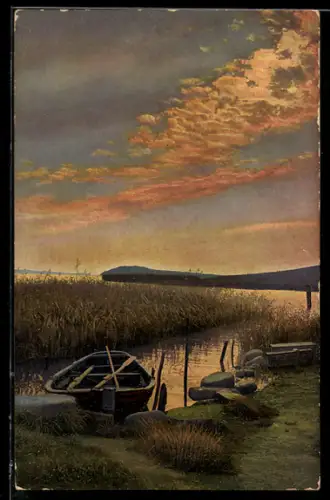 Künstler-AK Photochromie Nr. 2849: Fluss im Dämmerungslicht