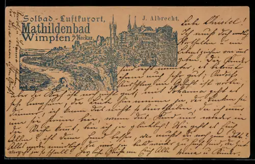 Vorläufer-AK Wimpfen a. Neckar, 1892, Mathildenbad mit Flusspartie