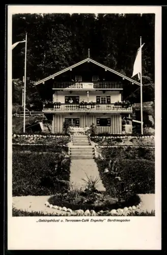 AK Berchtesgaden, Gebirgshäusl und Terrassen-Café Engedey