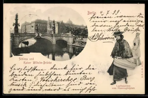 AK Berlin, Schloss und Kaiser Wilhelm-Brücke, Laufmädchen vom Hausvogteiplatz