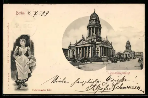 AK Berlin, Gendarmenmarkt mit Deutschem und Französischem Dom, Geheimraths Jette