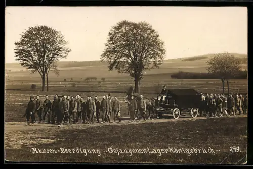 AK Königsbrück, Gefangenen-Lager, Beerdigung eines verstorbenen russischen Soldaten