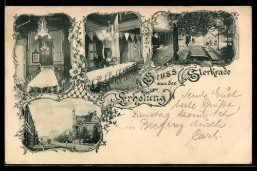 AK Sterkrade, Gasthaus zur Erholung, Aussen- und Innenansicht