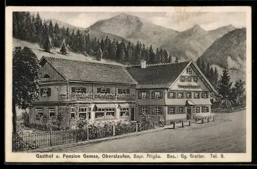 AK Oberstaufen /Bayr. Allgäu, Gasthof und Pension Gemse, Bes. Gg. Greiter