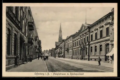 AK Offenburg, Hauptstrasse mit Reichpostamt