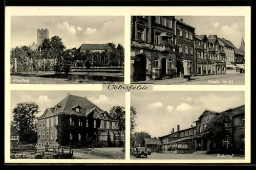 AK Oebisfelde, Bahnhof, Strasse der SA, Gut Büstedt