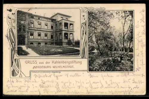 AK Magdeburg-Wilhelmstadt, Blick auf das Gebäude der Kahlenbergstiftung