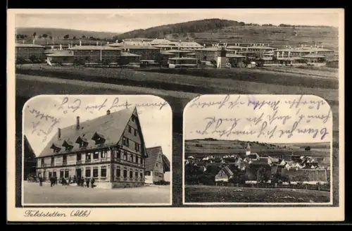 AK Feldstetten, Totalansicht, Gasthaus zur Post