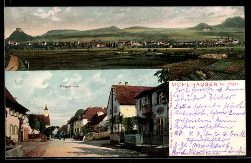 AK Mühlhausen, Blick in die Hauptstrasse, Gesamtansicht