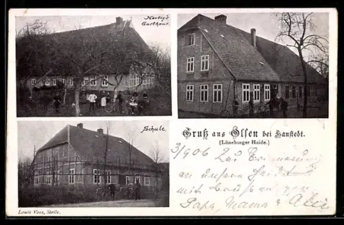 AK Ollsen / Hanstedt, Schule und andere Häuser im Ort