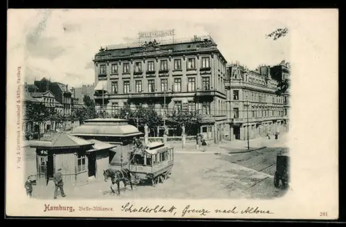 AK Hamburg-Eimsbüttel, Strasse Belle Alliance mit Pferdewagen