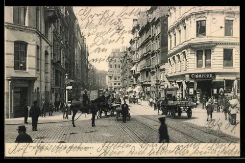 AK Hamburg, Grosse Reichenstrasse mit Zigarrengeschäft