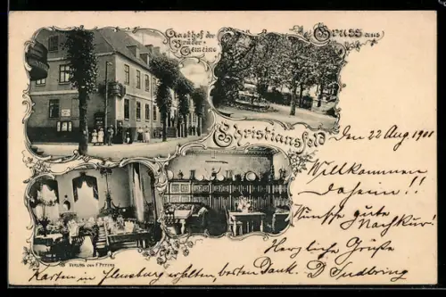 AK Christiansfeld, Gasthof der Brüder Gemeine, Speisesaal, Essecke