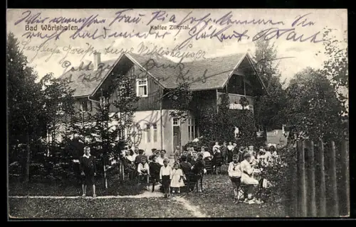 AK Bad Wörishofen, Kaffee Zillertal, Aussenansicht mit Gästen