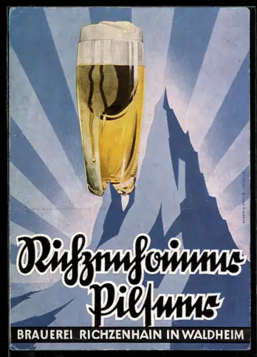AK Waldheim / Sachsen, Brauerei-Werbung für Richzenhainer Pilsener
