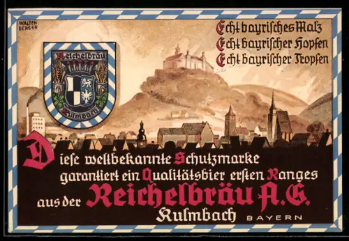 Lithographie Kulmbach, Reichelbräu A. G., Wappen
