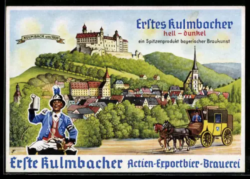 AK Kulmbach, Brauerei-Werbung 1. Kulmbacher hell-dunkel ein Spitzenprodukt bay. Braukunst