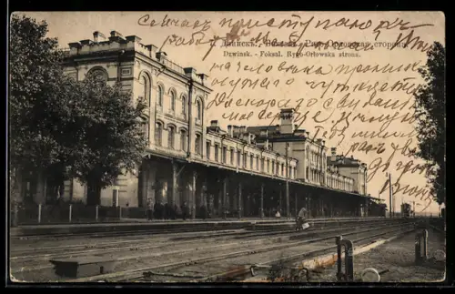 AK Dwinsk, Bahnhof mit den Gleisanlagen