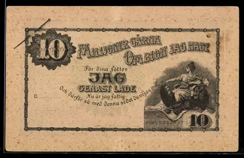 AK Zehn schwedische Kronen-Schein