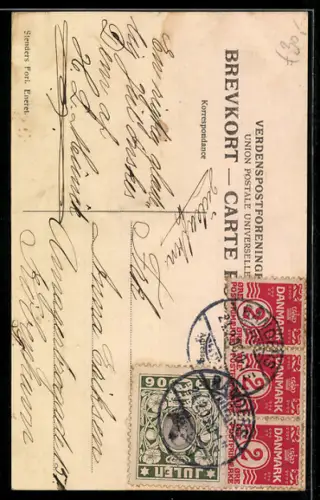 AK Rolle mit dänischen Kronen-Scheinen