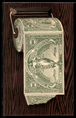 AK Toilettenpapierrolle mit dänischen Kronenscheinen