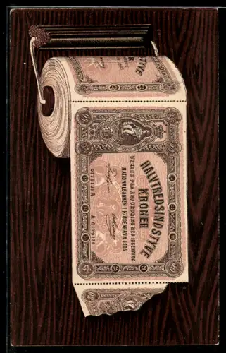 AK Toilettenpapierrolle mit dänischen Kronen-Scheinen