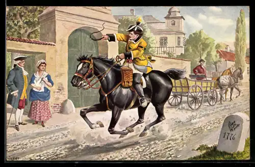 AK Kaiserliche Reitpost, aus der Zeit Kaiserin Maria Theresias