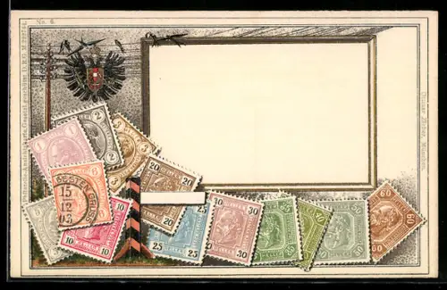 AK Briefmarken und Wappen des Deutschen Reiches
